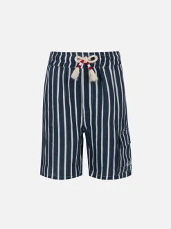Jungen-Bemuda aus blau gestreiftem Leinen Marseille Jr