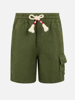 Jungen-Bemuda aus militärgrünem Leinen Marseille Jr