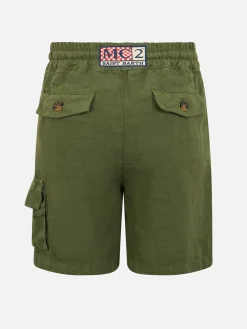 Jungen-Bemuda aus militärgrünem Leinen Marseille Jr