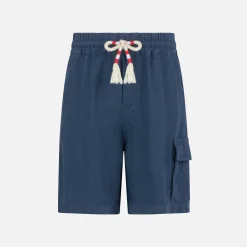 Jungen-Bermudashorts aus marineblauem Leinen