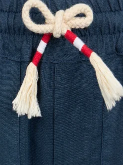 Jungenhose Calais Jr aus marineblauem Leinen mit Kordelzug