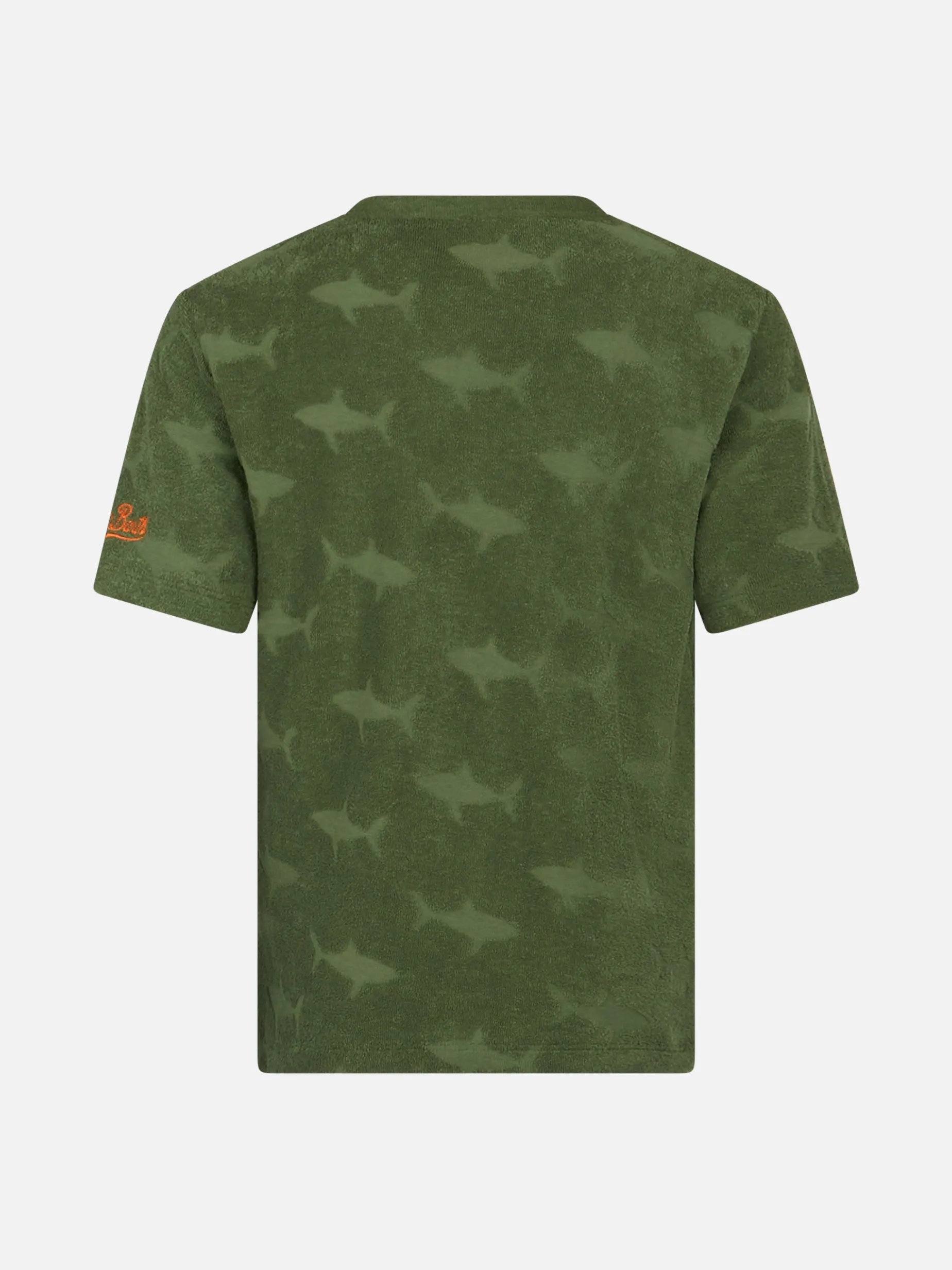Jungen-Militär-T-Shirt Gary aus Frottee mit Hai-Prägung