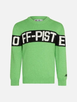 Jungen-Pullover in Neongrün mit Off-Piste-Schriftzug