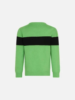 Jungen-Pullover in Neongrün mit Off-Piste-Schriftzug