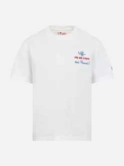Jungen-T-Shirt aus Baumwolljersey Portofino Jr mit der Stickerei „Me ne vado dai nonni“.