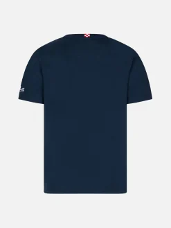 Jungen-T-Shirt aus Baumwolle mit Tasche mit Hai-Aufdruck