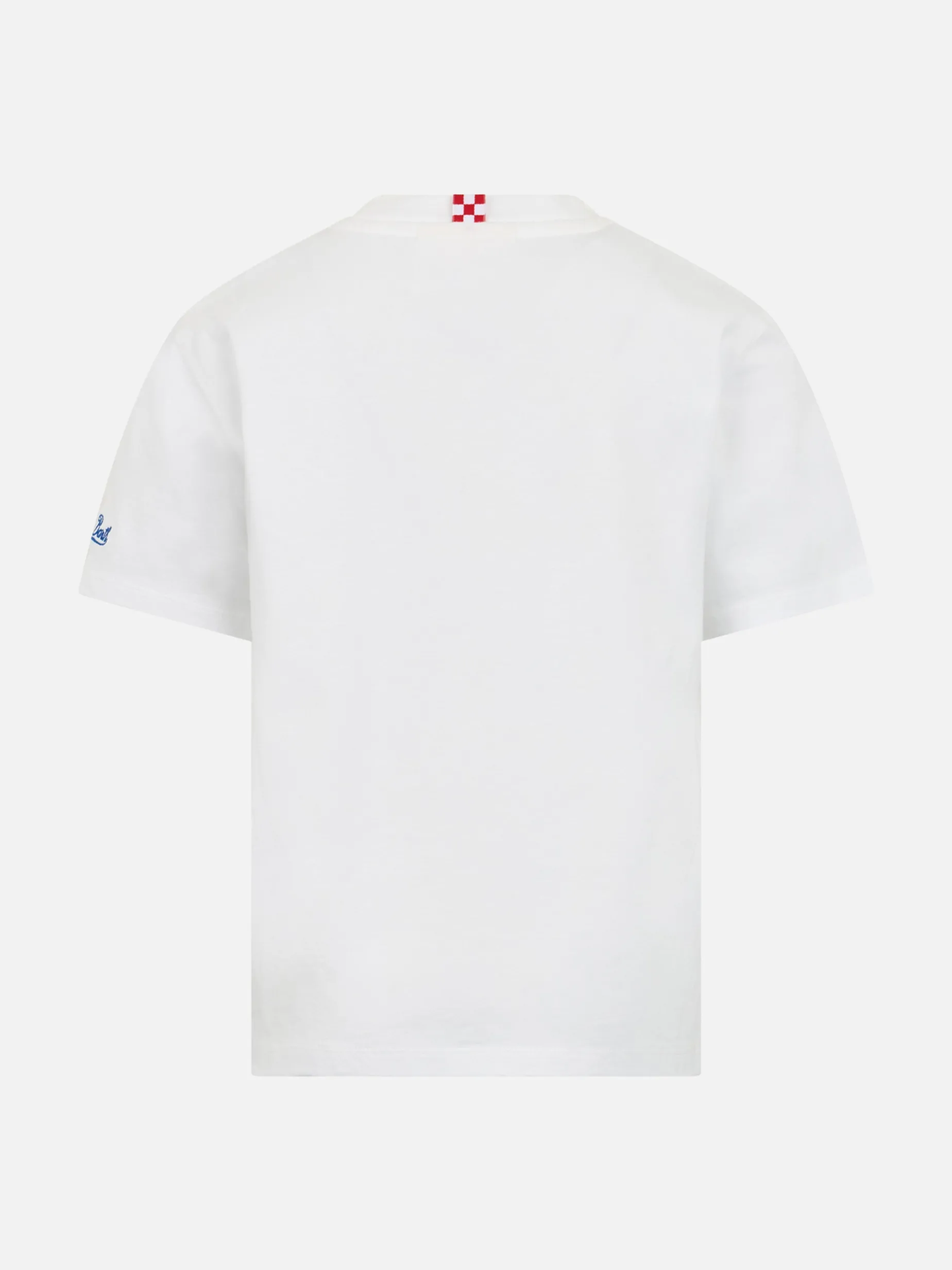 Jungen-T-Shirt aus Baumwolljersey Portofino Jr mit der Stickerei „Me ne vado dai nonni“.
