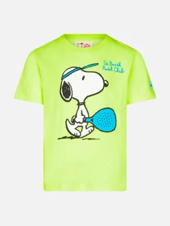 Jungen-T-Shirt aus fluogelber Baumwolle mit Snoopy Padel-Aufdruck | SNOOPY – PEANUTS™ SONDEREDITION