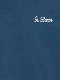 Jungen-T-Shirt aus marineblauem Baumwolljersey „Dover“ mit St. Barth-Stickerei