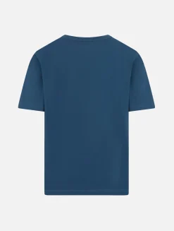 Jungen-T-Shirt aus marineblauem Baumwolljersey „Dover“ mit St. Barth-Stickerei