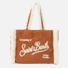 Kamelbraune Soft Bag Small mit Saint Barth Logo und Schultergurt