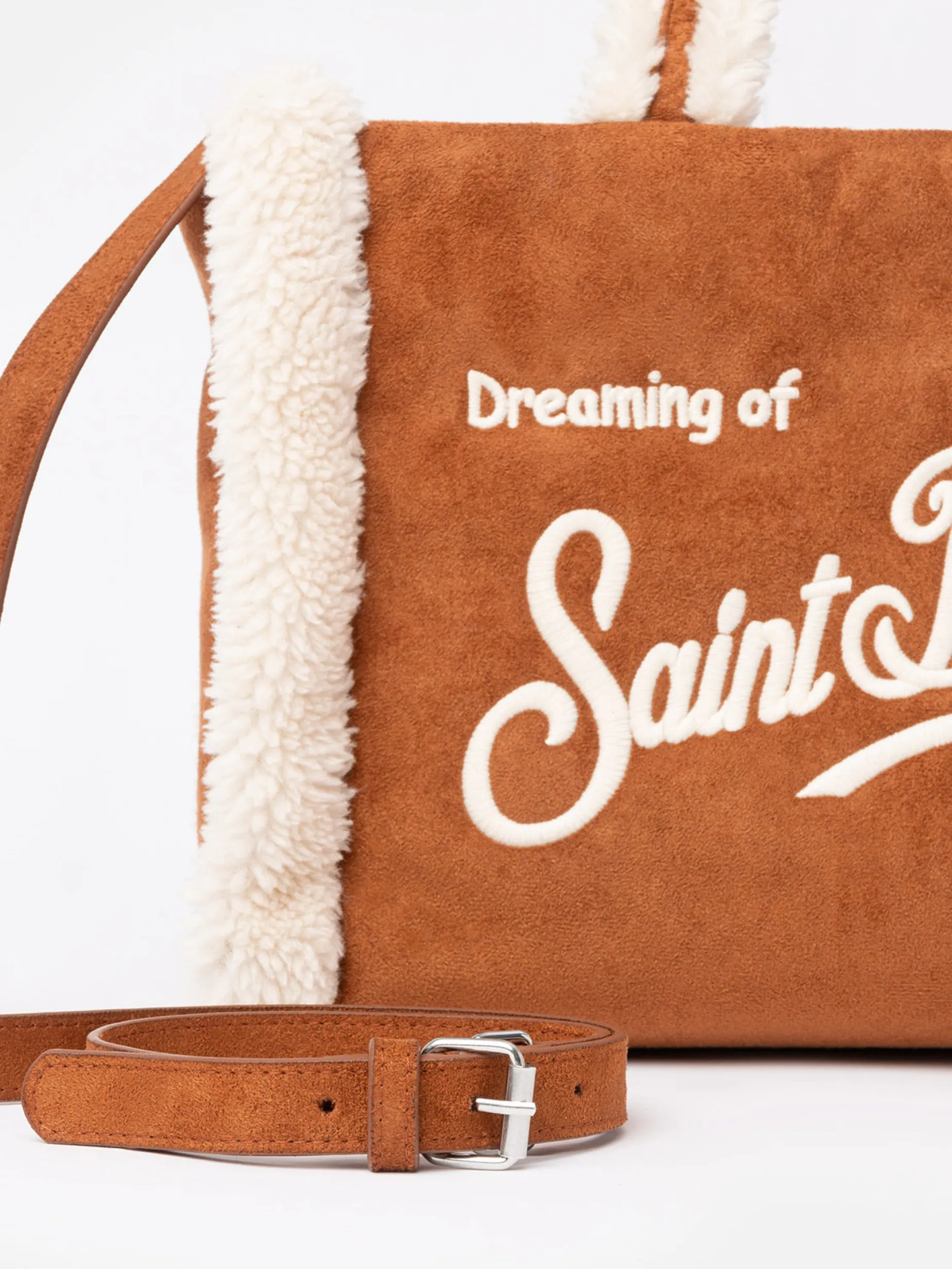 Kamelbraune Soft Bag Small mit Saint Barth Logo und Schultergurt
