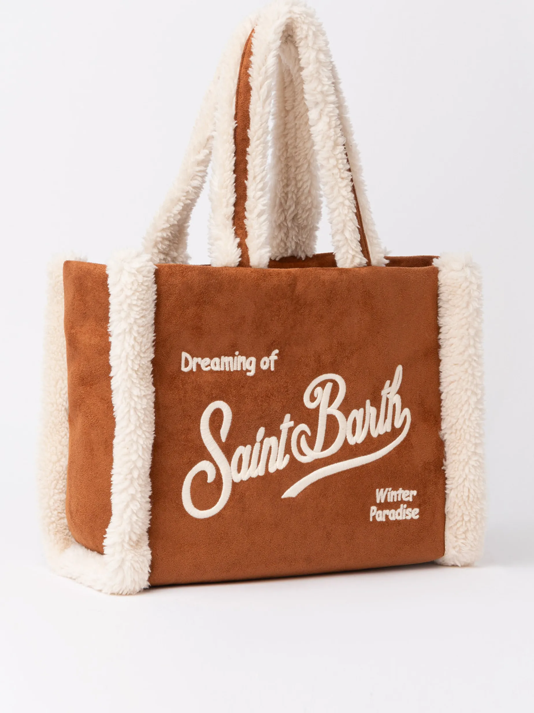 Kamelbraune Soft Bag Small mit Saint Barth Logo und Schultergurt