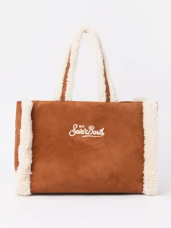 Kamelbraune Soft Bag Small mit Saint Barth Logo und Schultergurt