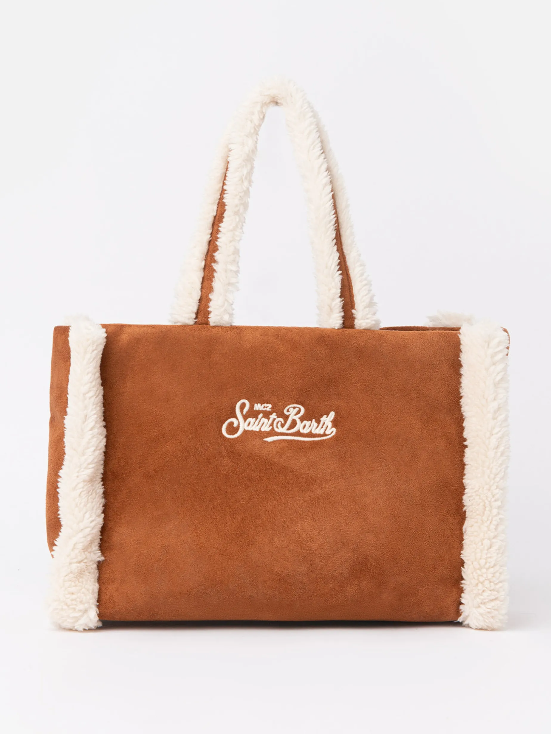 Kamelbraune Soft Bag Small mit Saint Barth Logo und Schultergurt