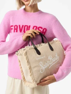 Kamelfarbene Colette-Handtasche aus Cord mit Logo-Stickerei
