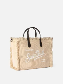 Kamelfarbene Colette-Handtasche aus Cord mit Logo-Stickerei