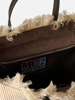 Kamelfarbene Colette-Handtasche aus Cord mit Logo-Stickerei