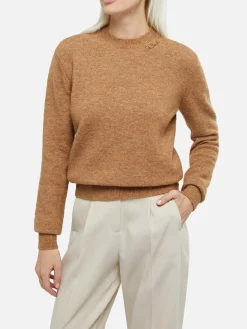 Kamelfarbener Pullover für Damen aus Stretchgarn Sorbonne