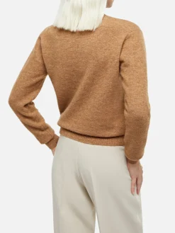Kamelfarbener Pullover für Damen aus Stretchgarn Sorbonne