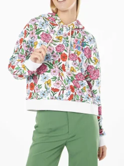 Kapuzenpullover aus Baumwolle mit Blumenprint