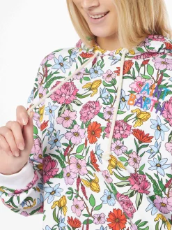 Kapuzenpullover aus Baumwolle mit Blumenprint