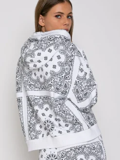 Kapuzenpullover aus Baumwolle mit Bandana-Print