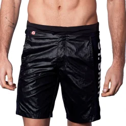 Karierte Badeshorts mit kontrastierendem Seitenband