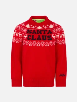 Kinderpullover mit Rundhalsausschnitt und norwegischem Weihnachtsmann-Aufdruck