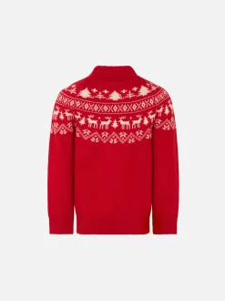 Kinderpullover mit Rundhalsausschnitt und norwegischem Weihnachtsmann-Aufdruck