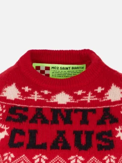 Kinderpullover mit Rundhalsausschnitt und norwegischem Weihnachtsmann-Aufdruck