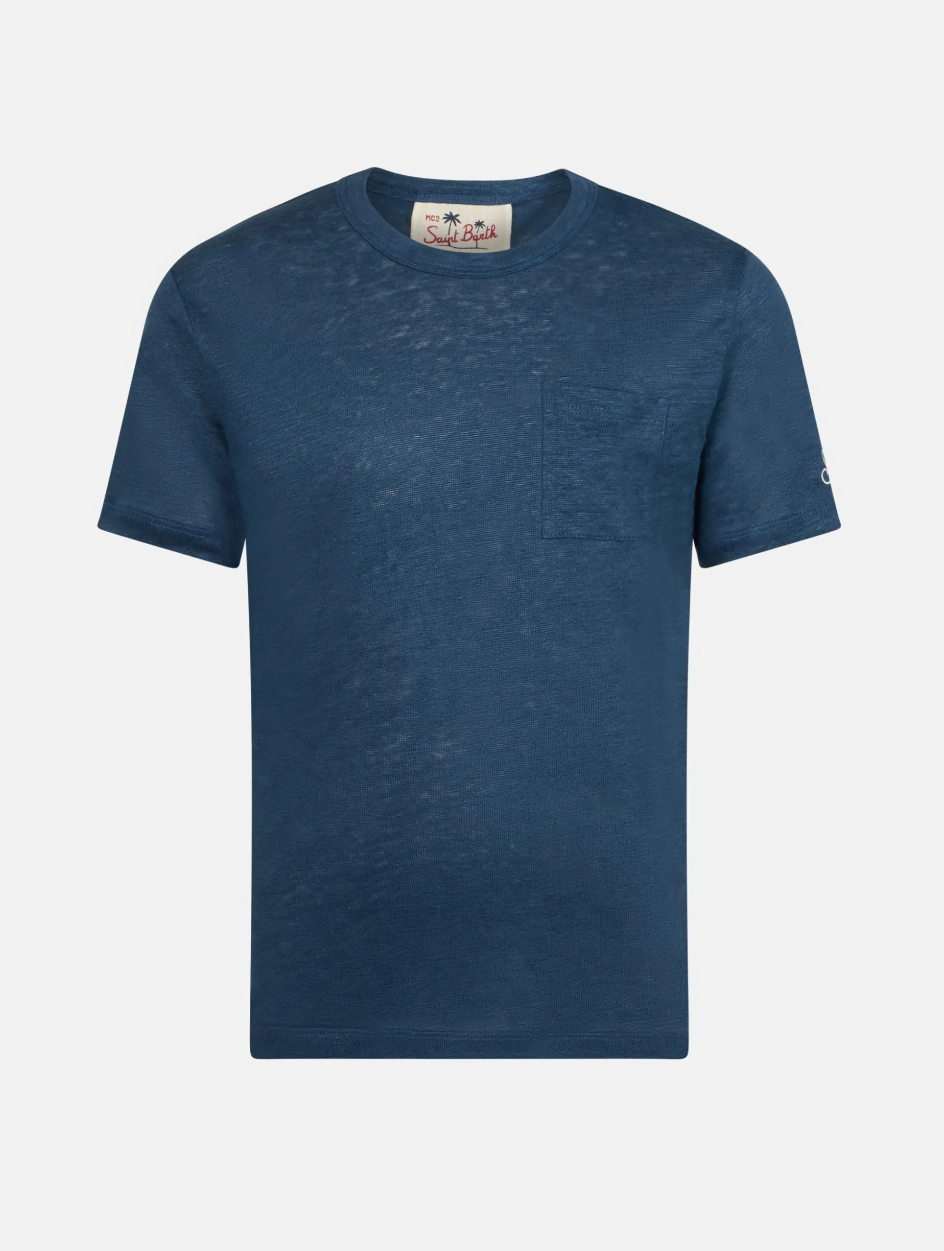 Kinder-T-Shirt Alex aus marineblauem Leinenjersey