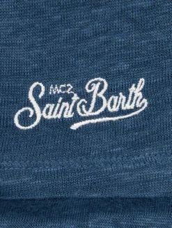 Kinder-T-Shirt Alex aus marineblauem Leinenjersey