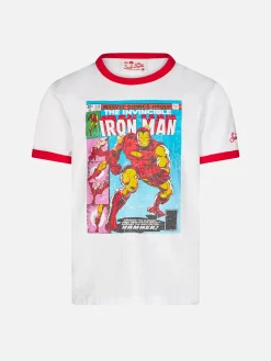 Kinder-T-Shirt aus weißer Baumwolle mit „Iron Man“-Aufdruck auf der Vorderseite | MARVEL-SONDERAUSGABE