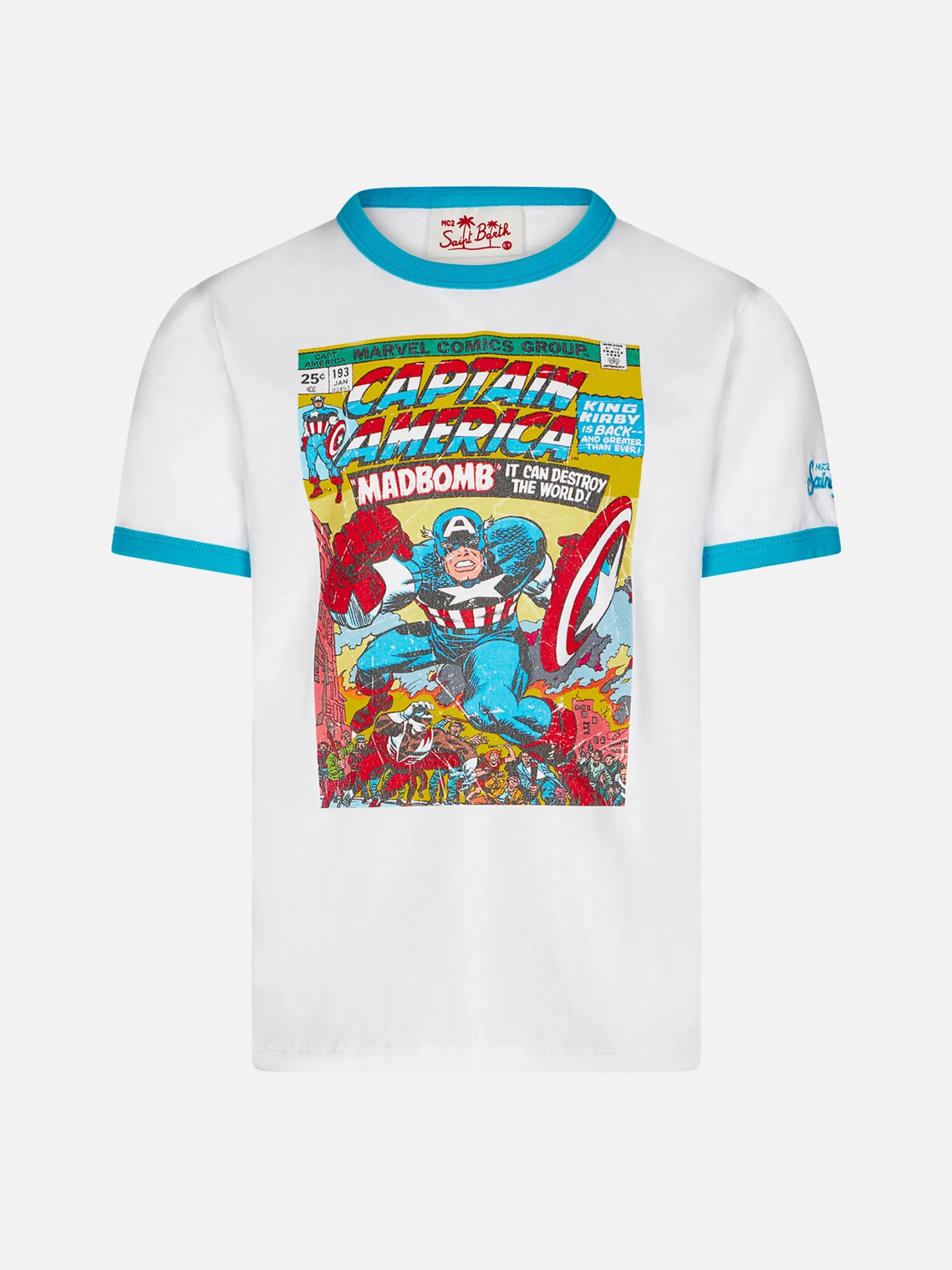 Kinder-T-Shirt aus weißer Baumwolle mit „Captain America“-Aufdruck | MARVEL-SONDERAUSGABE