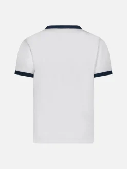 Kinder-T-Shirt aus weißer Baumwolle mit blauem, groovigem Saint-Barth-Print