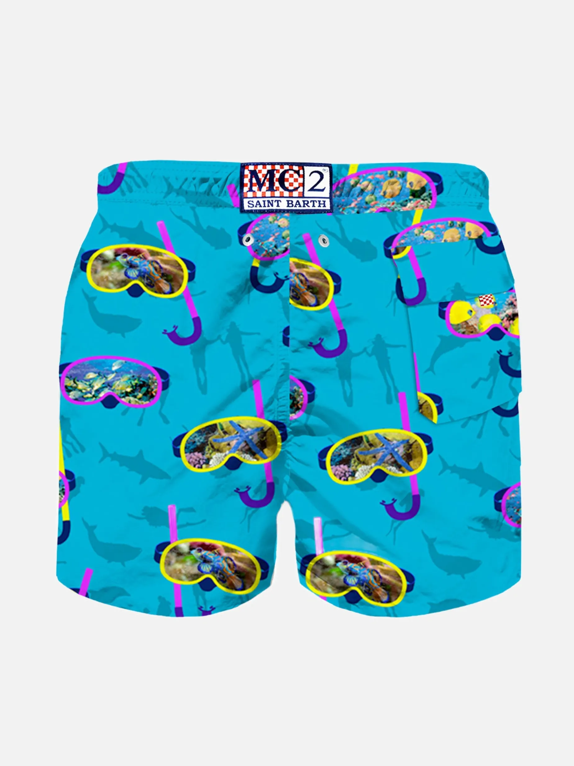 Klassische Badeshorts für Jungen mit Tauchermasken-Aufdruck