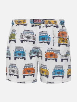 Klassische Badeshorts für Jungen mit Safari-Auto-Aufdruck