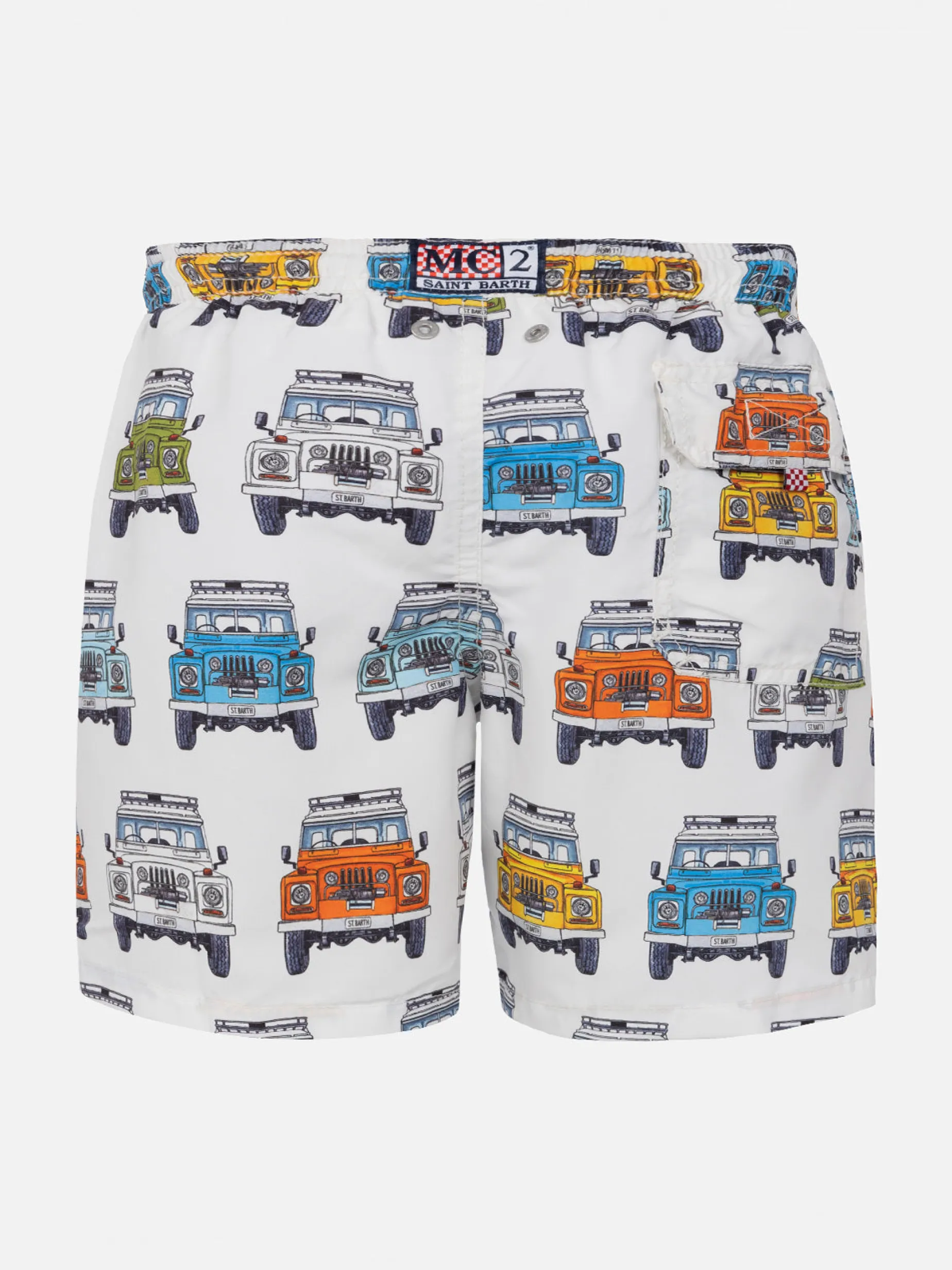 Klassische Badeshorts für Jungen mit Safari-Auto-Aufdruck