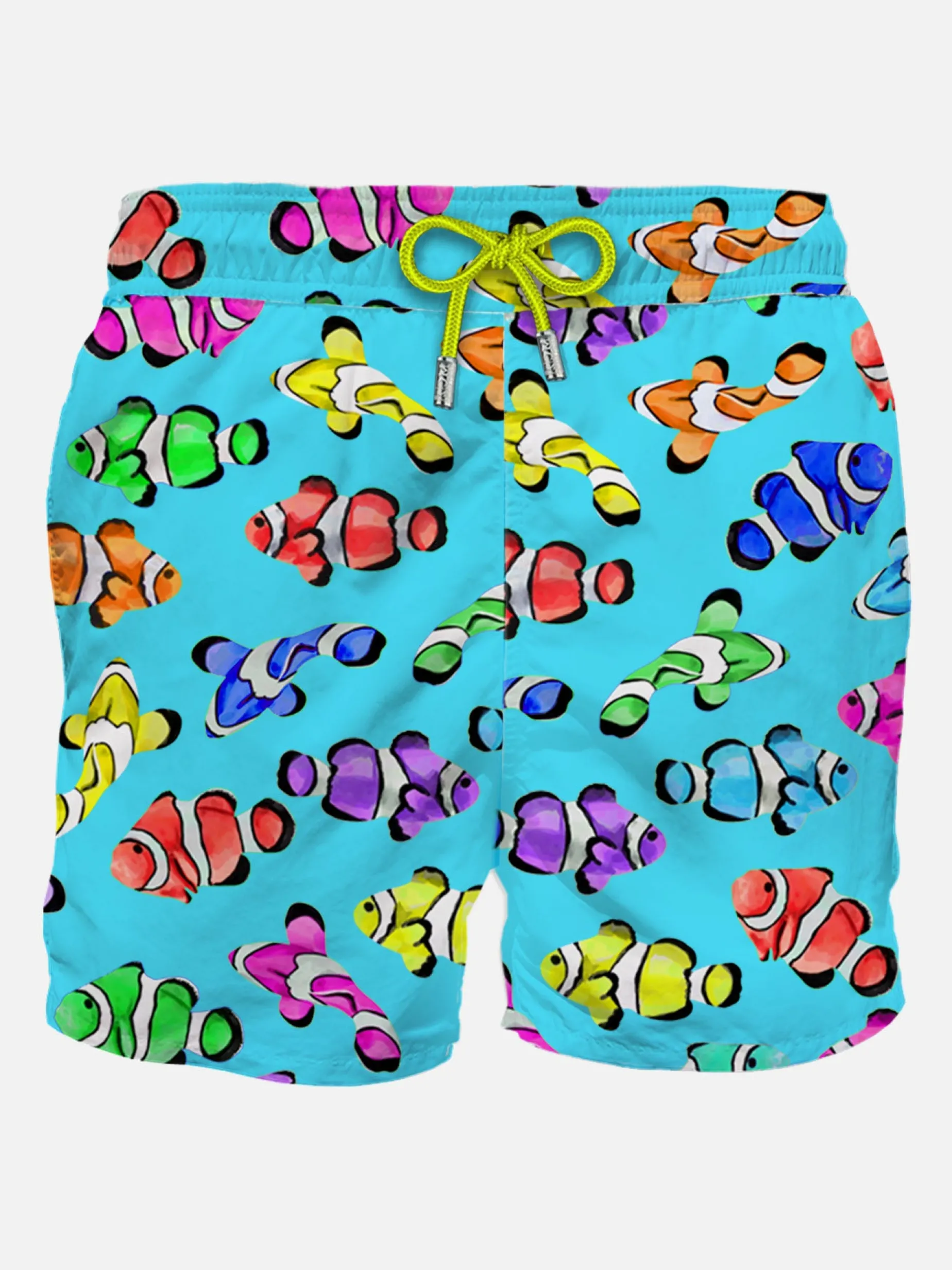 Klassische Herren-Badeshorts mit mehrfarbigem Clownfisch-Print