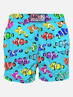 Klassische Herren-Badeshorts mit mehrfarbigem Clownfisch-Print