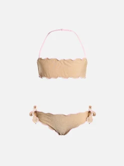 Klassischer Bandeau-Bikini Emy aus Lurex für Mädchen