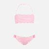 Klassischer Bandeau-Bikini Emy aus Seersucker für Mädchen mit Streifendruck