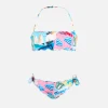 Klassischer Bandeau-Bikini für Mädchen mit Postkartenmuster Emy
