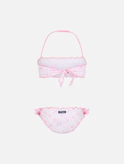 Klassischer Bandeau-Bikini Emy für Mädchen mit Gänseblümchen-Stickerei