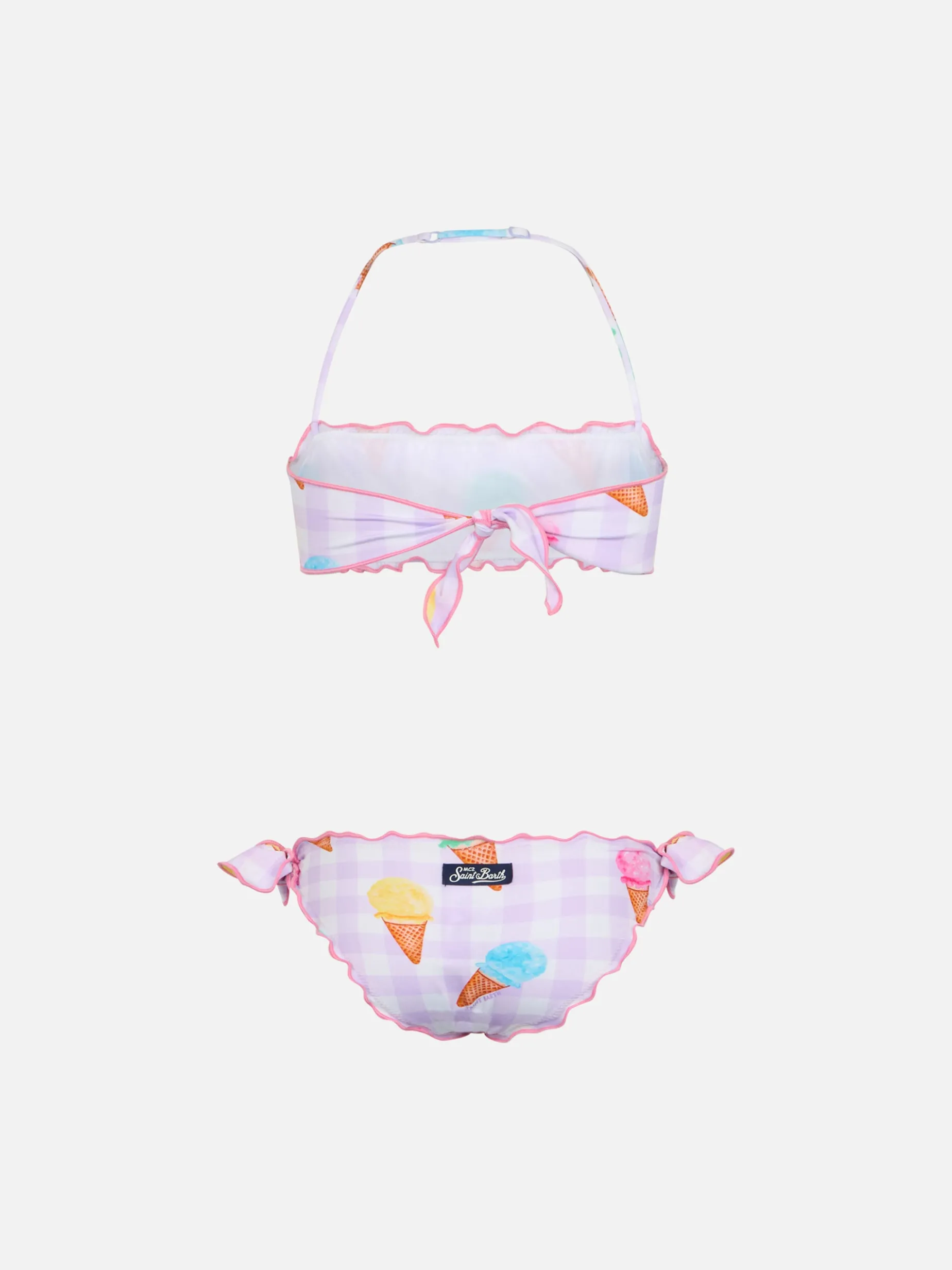 Klassischer Bandeau-Bikini für Mädchen Emy mit Eiscreme-Aufdruck