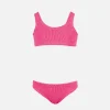Klassischer Crinkle-Bikini für Mädchen in Neonrosa von Baker
