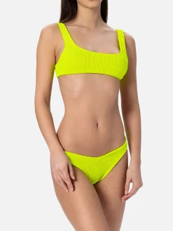 Klassischer Crinkle-Bikini für Damen in Neongelb, Naima Naomi