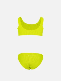 Klassischer Crinkle-Bikini für Mädchen in Neongelb von Baker