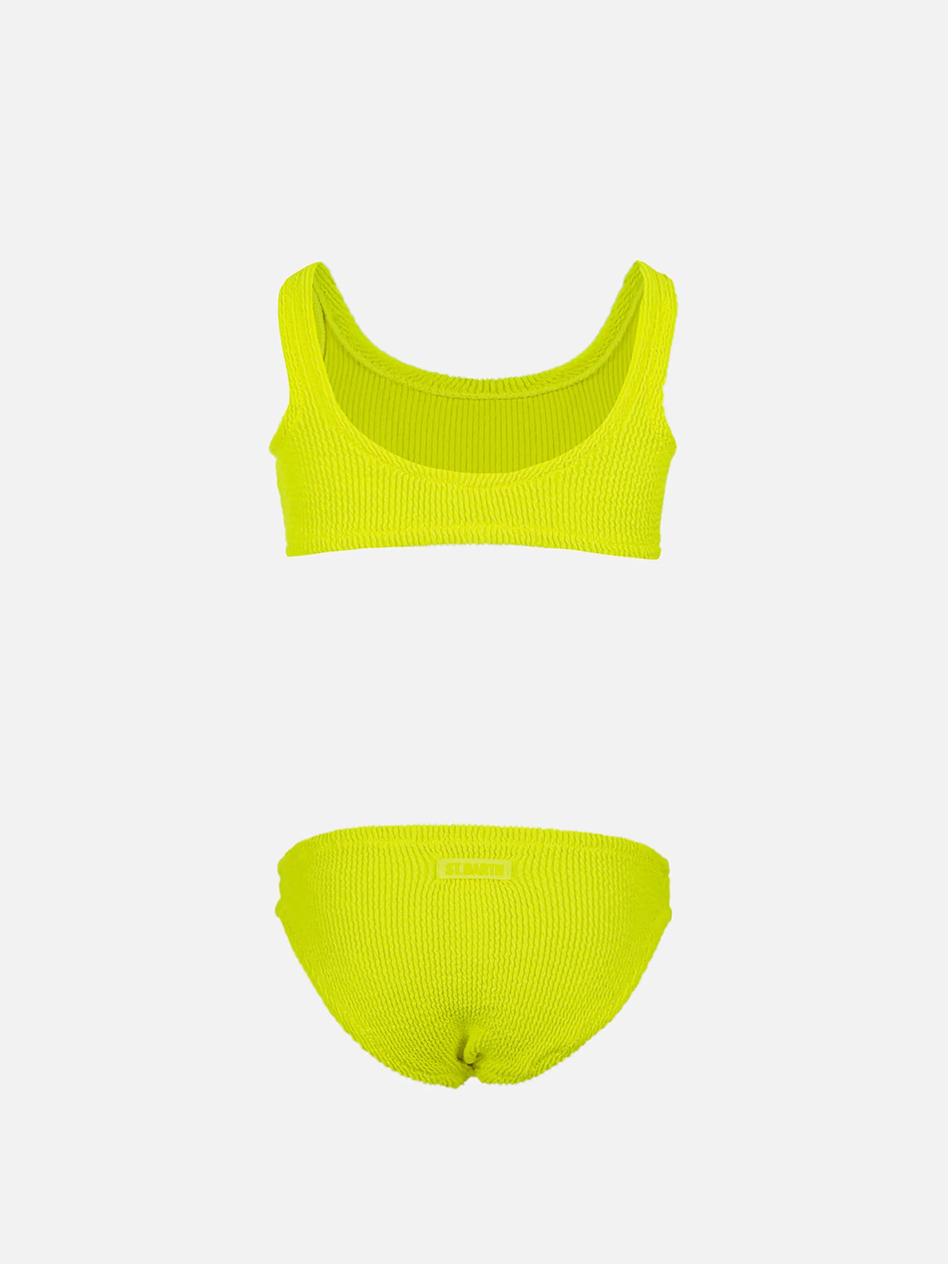 Klassischer Crinkle-Bikini für Mädchen in Neongelb von Baker